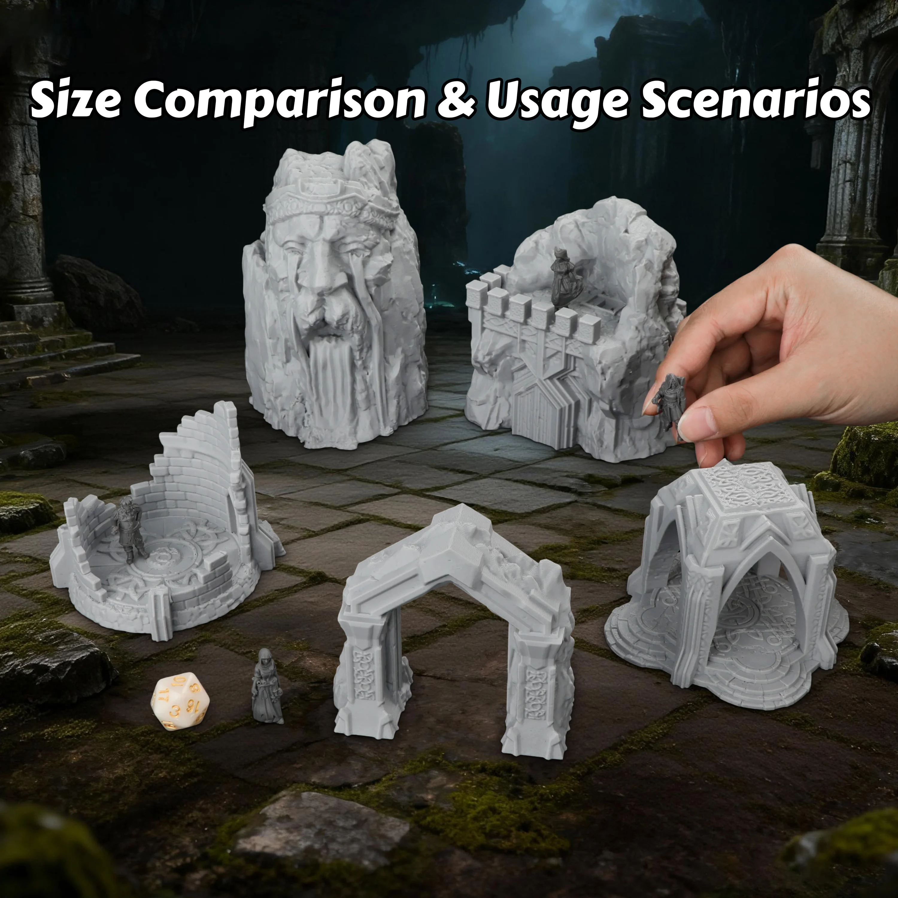 5 Pcs Dwarfen Constructions Miniature Terrain - RPG Dungeon & Mountain Scene, Compatible with TTRPG & Fantasy Diorama Senarios