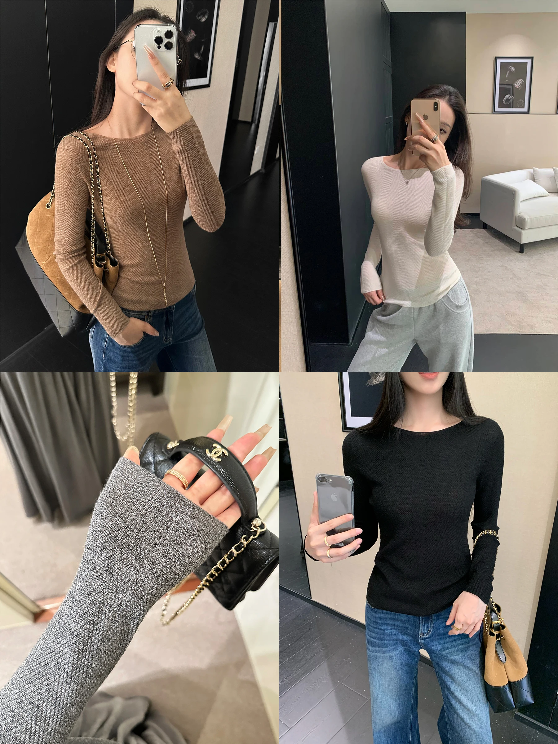 

5werkwen Luxury Series: Вязаная кофта из 100% шерсти с 3D-плетением, волнообразным узором и круглым вырезом, базовая модель с длинным рукавом для женщин