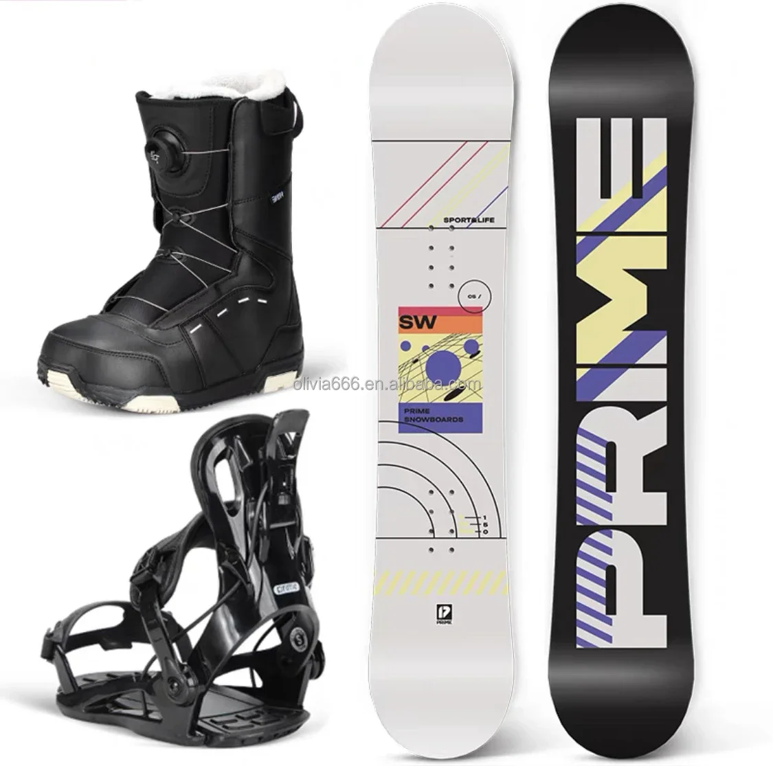set da snowboard ad usura rapida, fissatore, set di attrezzature da sci per racchette da neve per uomo Downhill Snowboard