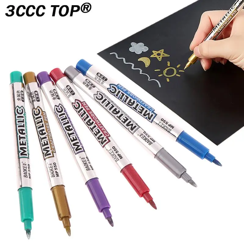 

DIY Metallic Waterproof Permanent Paint Marker Pens Gold And Silver For Drawing Students Supplies Marker Craftwork Pen 1PCS