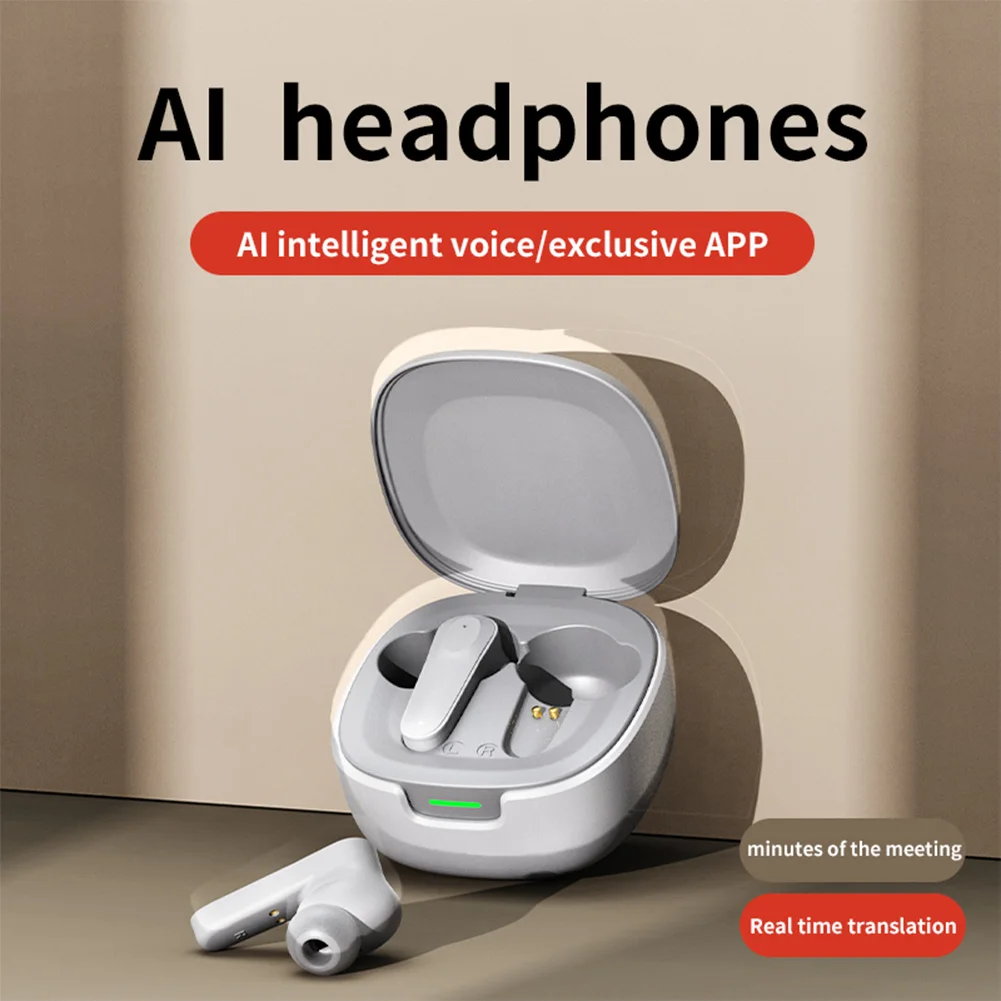 

Two-Way Voice Translator Bluetooth-Compatible 5.4 Noise Cancelling Smart Voice Translator Waterproof Translator Headset Ear Hook