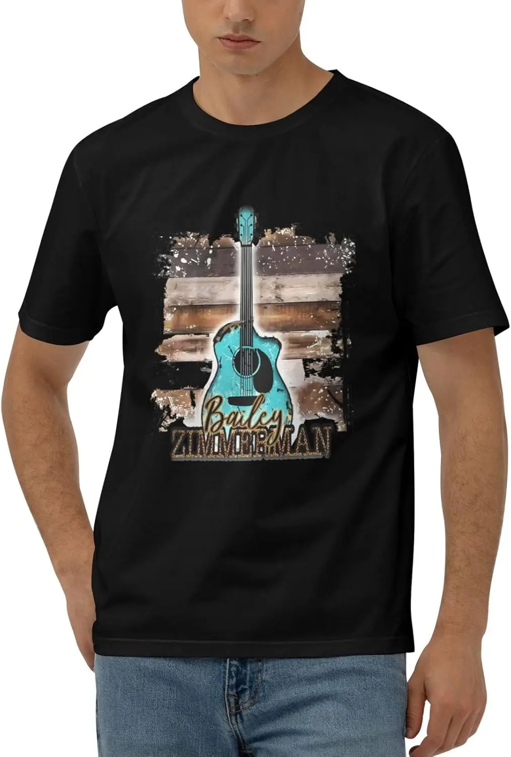 Bailey Music Zimmerman Shirts for Men Short Sleeve Cotton Tshirts Graphic Tee Casual Basic Tee Black