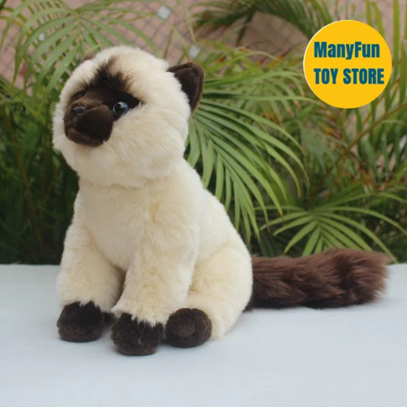 Muñeco de trapo realista, peluche de alta fidelidad, gato siamés, juguetes de peluche, animales realistas, muñeco de peluche de simulación, juguete Kawai, regalos para niños