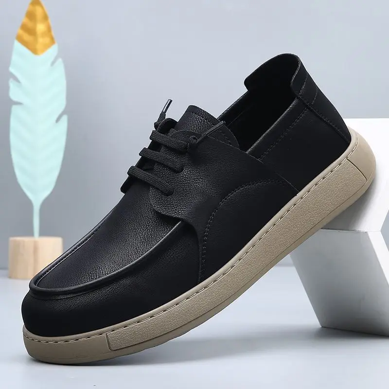 Herfst en winter nieuwe heren ademende trend veelzijdige Britse stijl casual lederen platform retro loafers schoenen