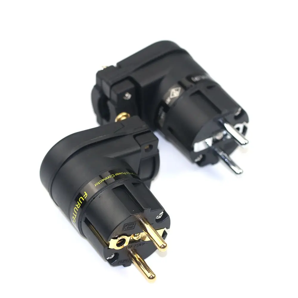 Hi-fi Furutech FI-E12L (R) FI-12ML (G) Gold Plated EU Power cable plug IEC90° Right Angle L-type HiFi power plug