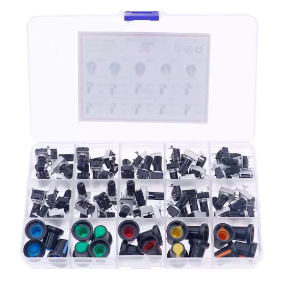 

70 sets of horizontal RV09 potentiometer kits with 1K, 2K, 5K, 10K, 20K, 50K, 100K, 200K, 500K, 1M and knobs