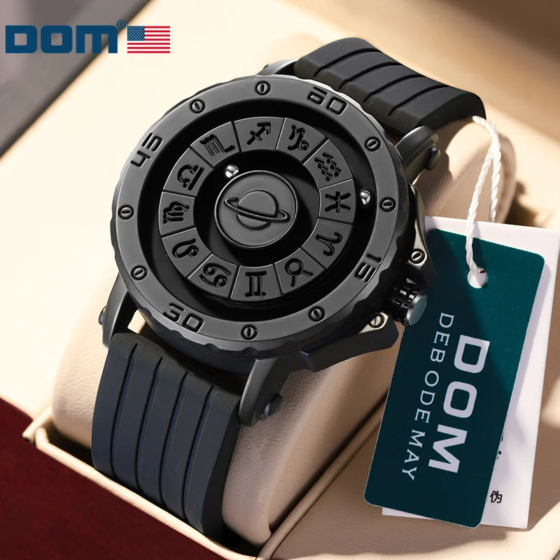 DOM 1733 Magnetic Suspension Watch Men\'s Black Technology Creative Personality Concept Waterproof Watch