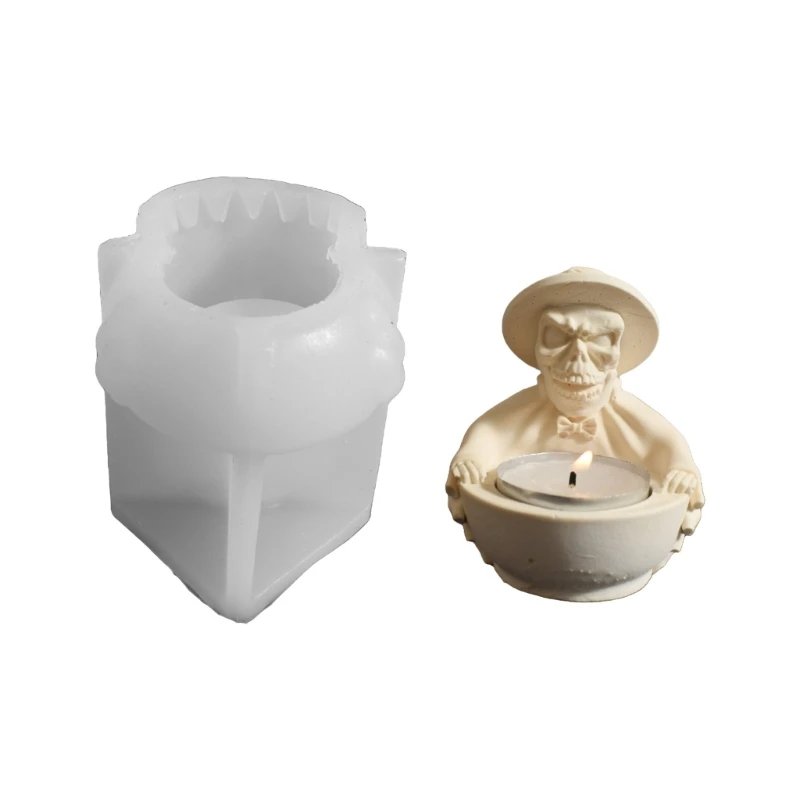 

95ab Практический череп подсвечник силиконовой плесень Хэллоуин