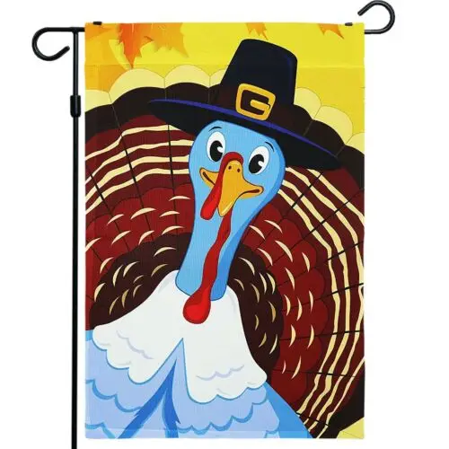 Garden Flag Thanksgiving Fall Decoration Joyful Pilgrim Turkey 12