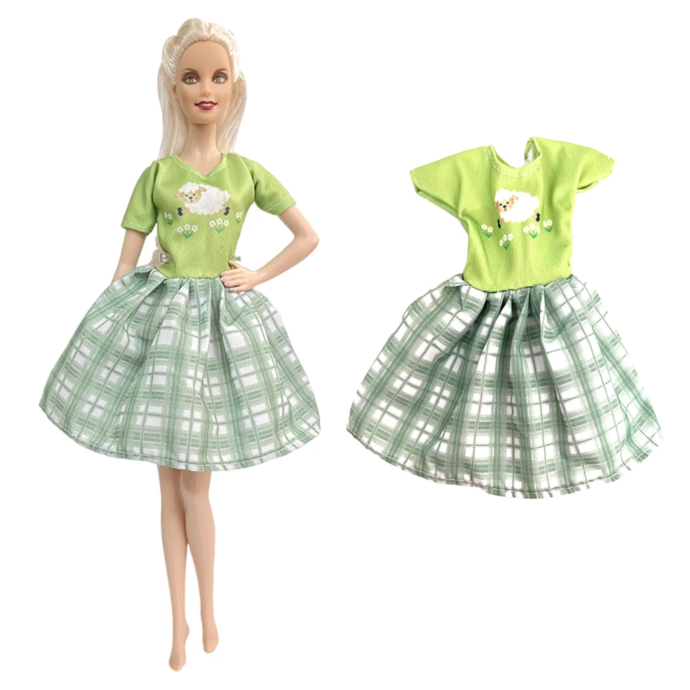 NEW 1 Pcs Fashion Dress  For 1/6 Doll  Modern Green Outfit Cute Pattern Skirt For Barbie Clothes Doll Accessories Toys