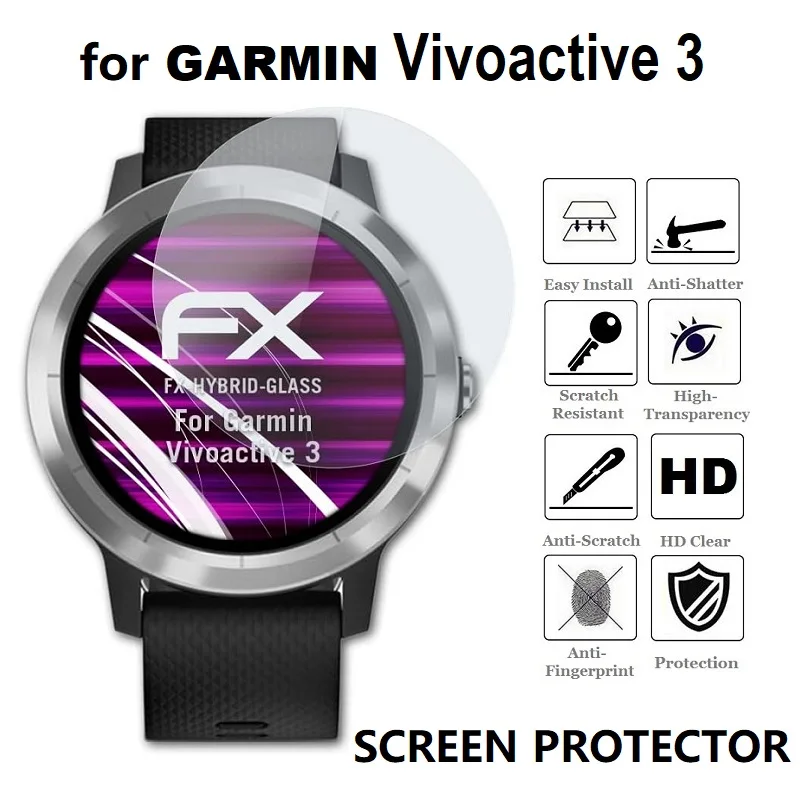 ฟิล์มป้องกันหน้าจอสมาร์ทวอท์ช5ชิ้นสำหรับ Garmin vivoactive 3ฟิล์มป้องกันรอยขีดข่วนกระจกเทมเปอร์