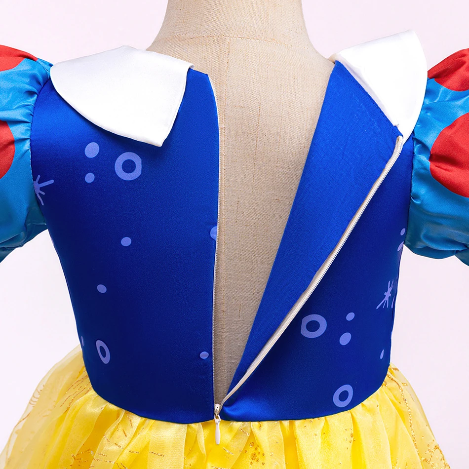 Princesa Snow White Cosplay Dress com Luz LED para Meninas, Vestido de Baile, Tule Bowknot, Vestido de Festa, Carnaval, Halloween, Natal, Novo, 6T