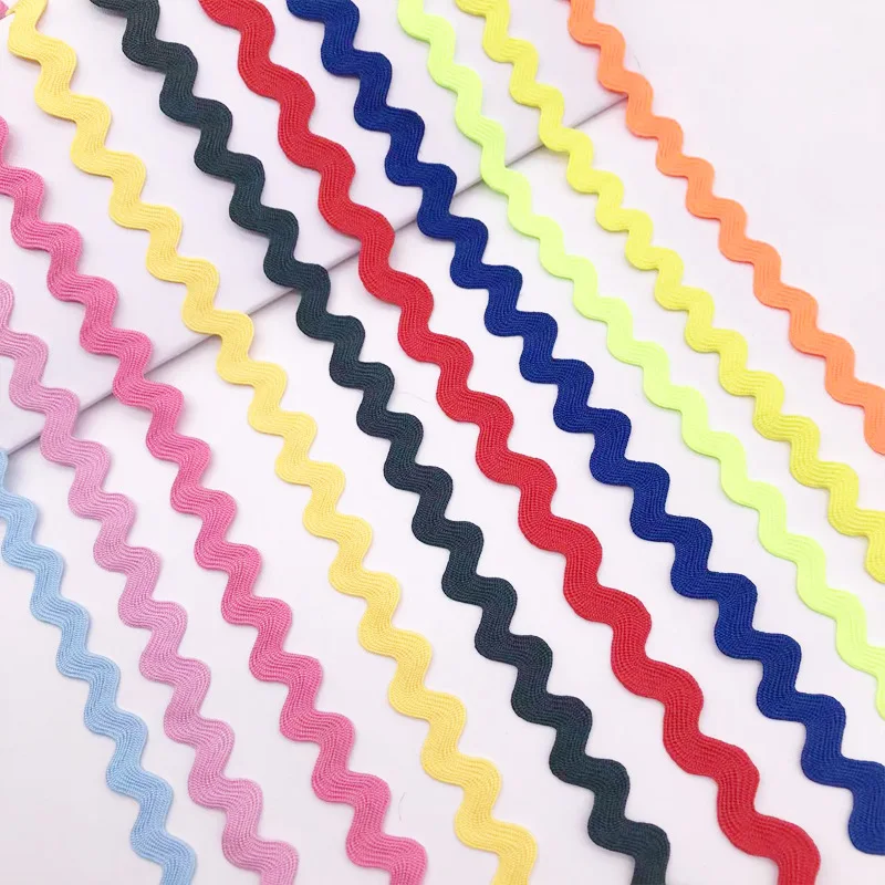 50Yards 3mm-7mm Ric Rac Zig Zag Lace Trim Wave Ribbon Terylene Ribbon for Wedding Decoration Handmade DIY Sewing Crafts