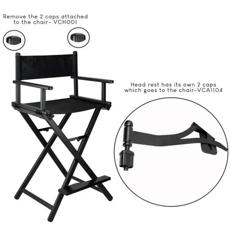 Modern Portable Aluminum Director Chair with Headrest - Portable Makeup Artist/Manager Folding Chair for Better Rest