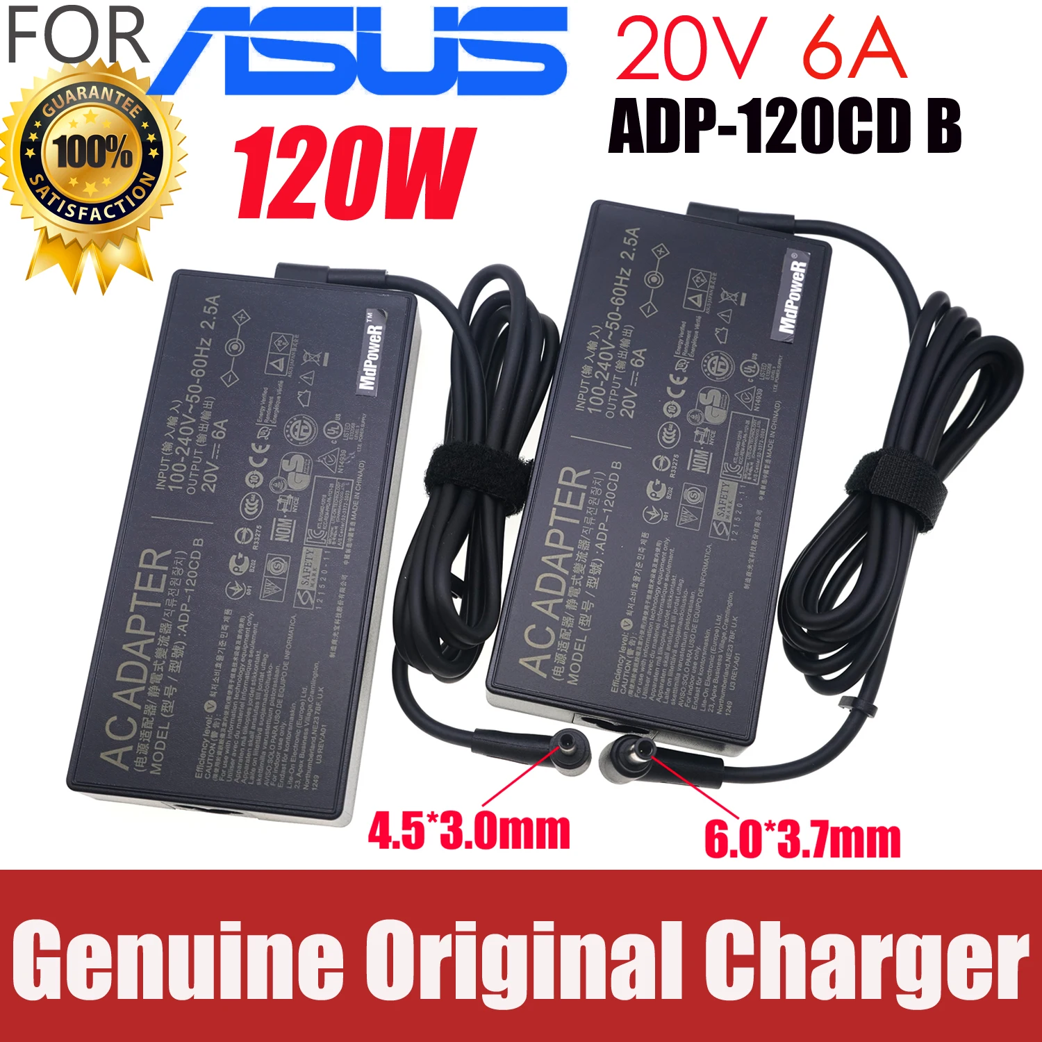 

Original 20V 6A 120W 4.5*3.0mm 6.0*3.7mm AC Adapter Charger For ASUS A17-120P2A ADP-120CD B PA-1121-22 Power Supply