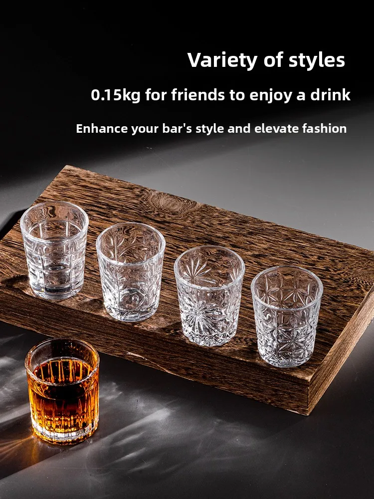 Bar Engraved Small Liquor Cup Bullet Cup Whiskey Glass Set Foreign Liquor Cup Dumpling Jagermeister Shot Cup Glass Material