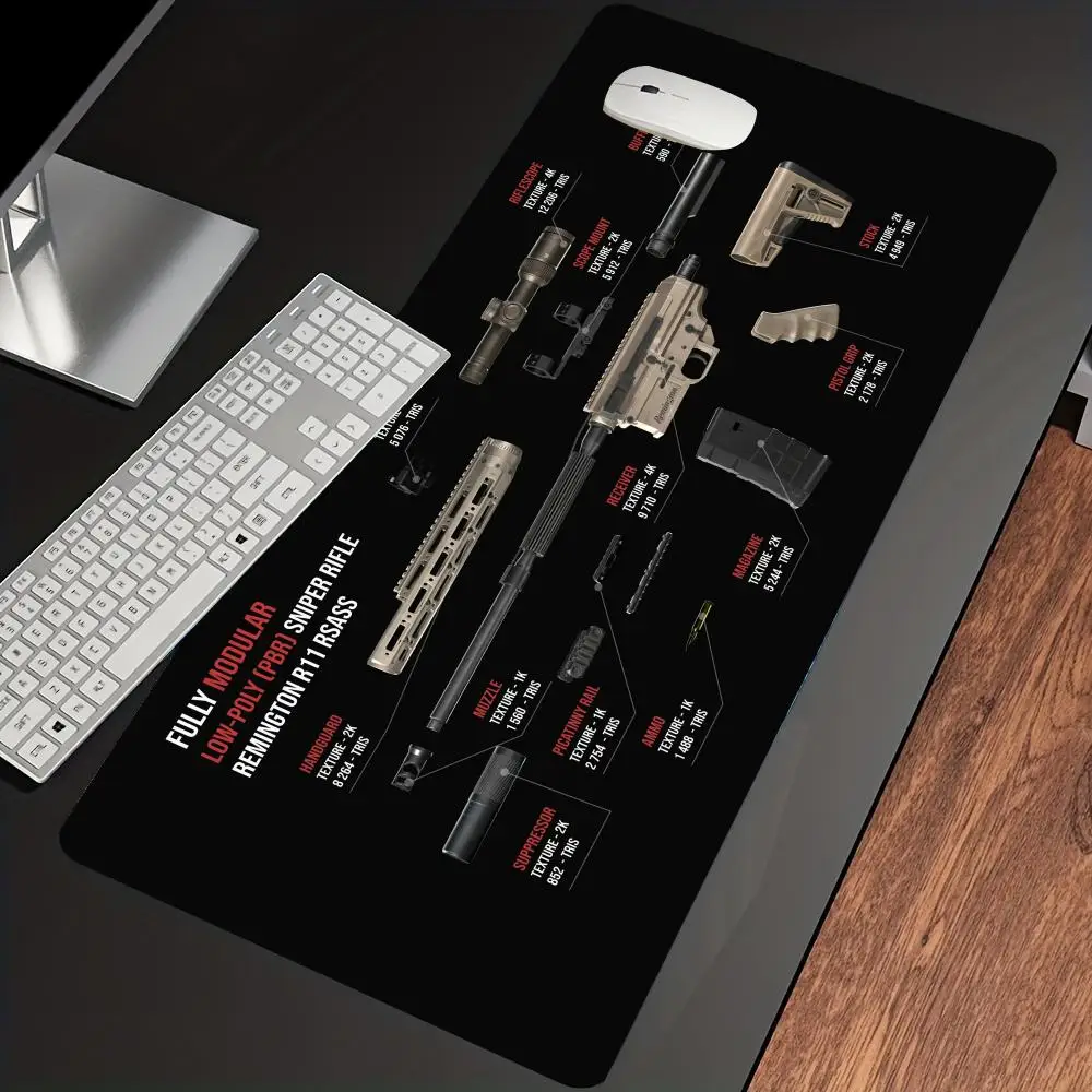 

Gun Desk Mat Large Gaming Mouse Pad Non-Slip Rubber Washable 900×400 Desk Organizer Rug Mouse Mat Setup Gaming Accessories