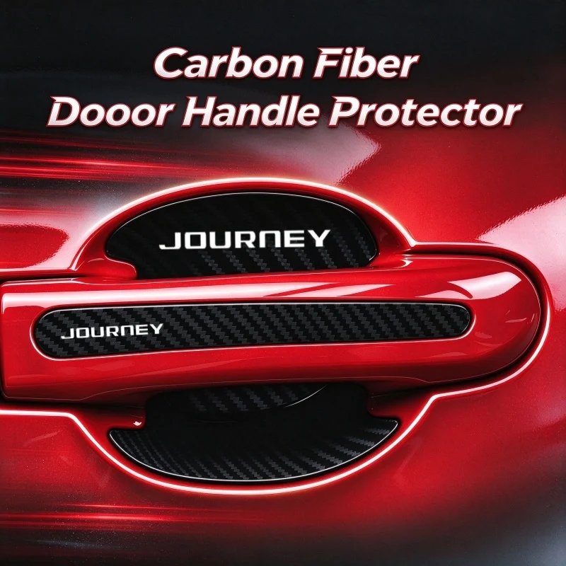 Door Handle Emblem Stickers Protection Carbon Fiber Car Decals for Dodge JOURNEY Logo Anti-Scratch Protector Film Accessorry