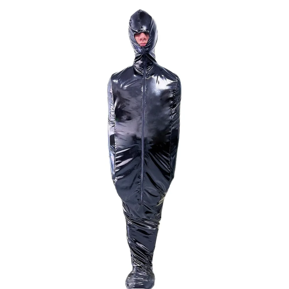 

Женский эротический мокрый комбинезон, спальный мешок на молнии, доспехи на все тело, комбинезон для ролевых игр, спальный мешок из искусственной кожи