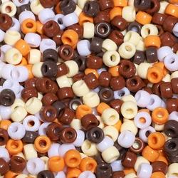 500pcs Brown Mix Pony Beads Kandi Beads 9x6mm Large Hole 4mm Acrylic Loose Beads for Jewelry Making Diy Beaded Accessories