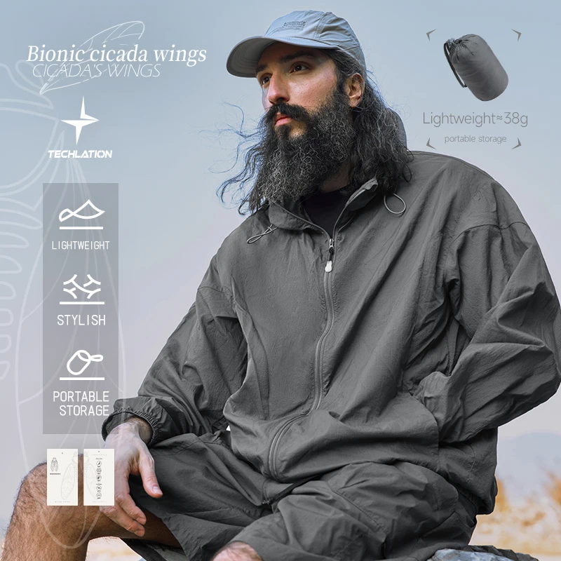 INFLATION Outdoor Lightweight Packable Jacket Unisex Hiking and Camping Hooded Jacket