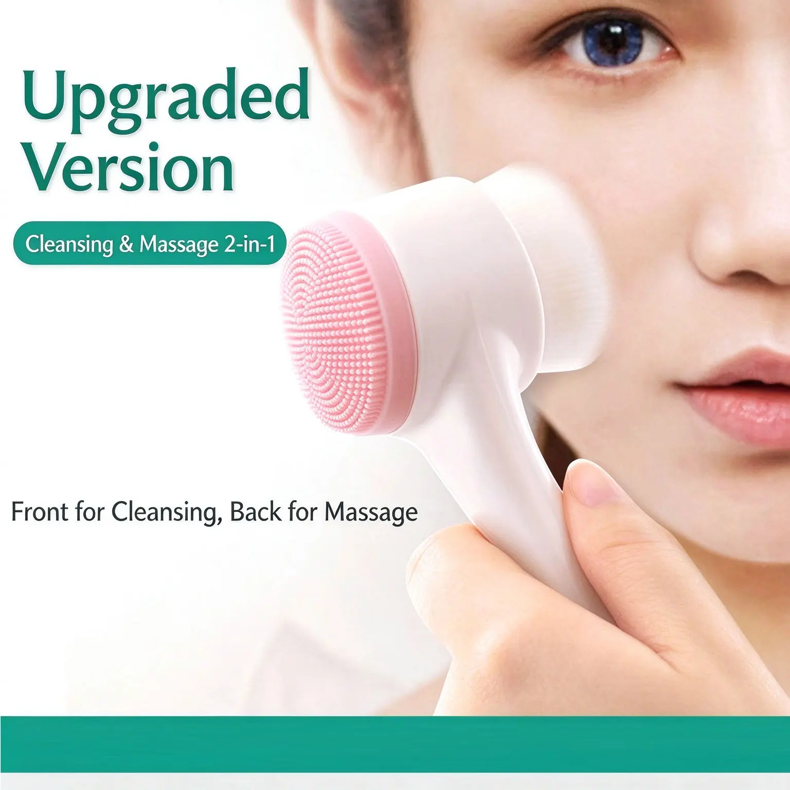 Limpador Facial de Dupla Face, Esponja de Limpeza Facial, Escova de Massagem Manual com Cerdas Macias, Ferramenta Removedora de Maquiagem para Poros, 