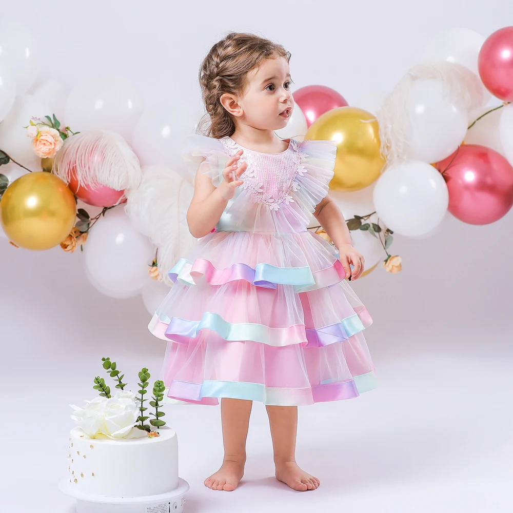 

Baby Girl 1st Birthday Dresses 12M to 24M Newborn Infant Christening Clothes Toddler Flower Kids Elegant Evening Party Vestidos