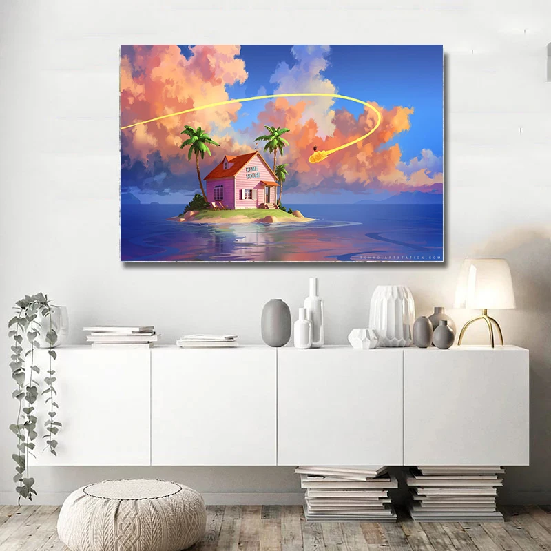 Japan Classic Anime Dragon Ball Goku Poster Kame House Canvas Painting Prints Wall Art Child Room Decor Christmas Kids Gift