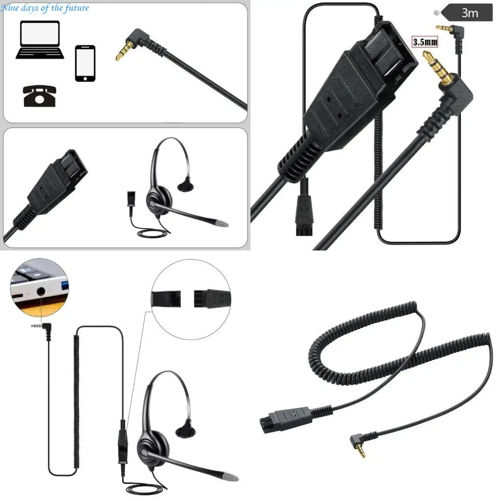 Quick Disconnect Cable to 3.5mm Connection Line for Earphones 24-59in E65A