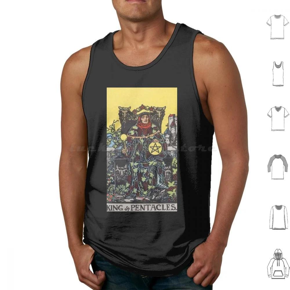 Rider-Waite Tarot, rey de los pentáculos, camisetas sin mangas con estampado de algodón, reina, rey de los pentáculos, pentáculo, rey de