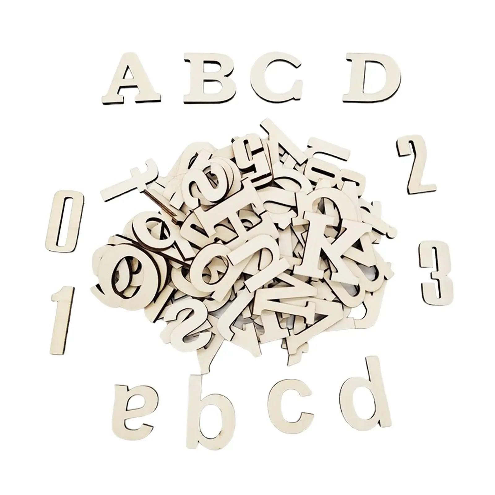 124Pcs Wooden Capital Letters Alphabet Pieces Numbers Letters A-z for Crafts