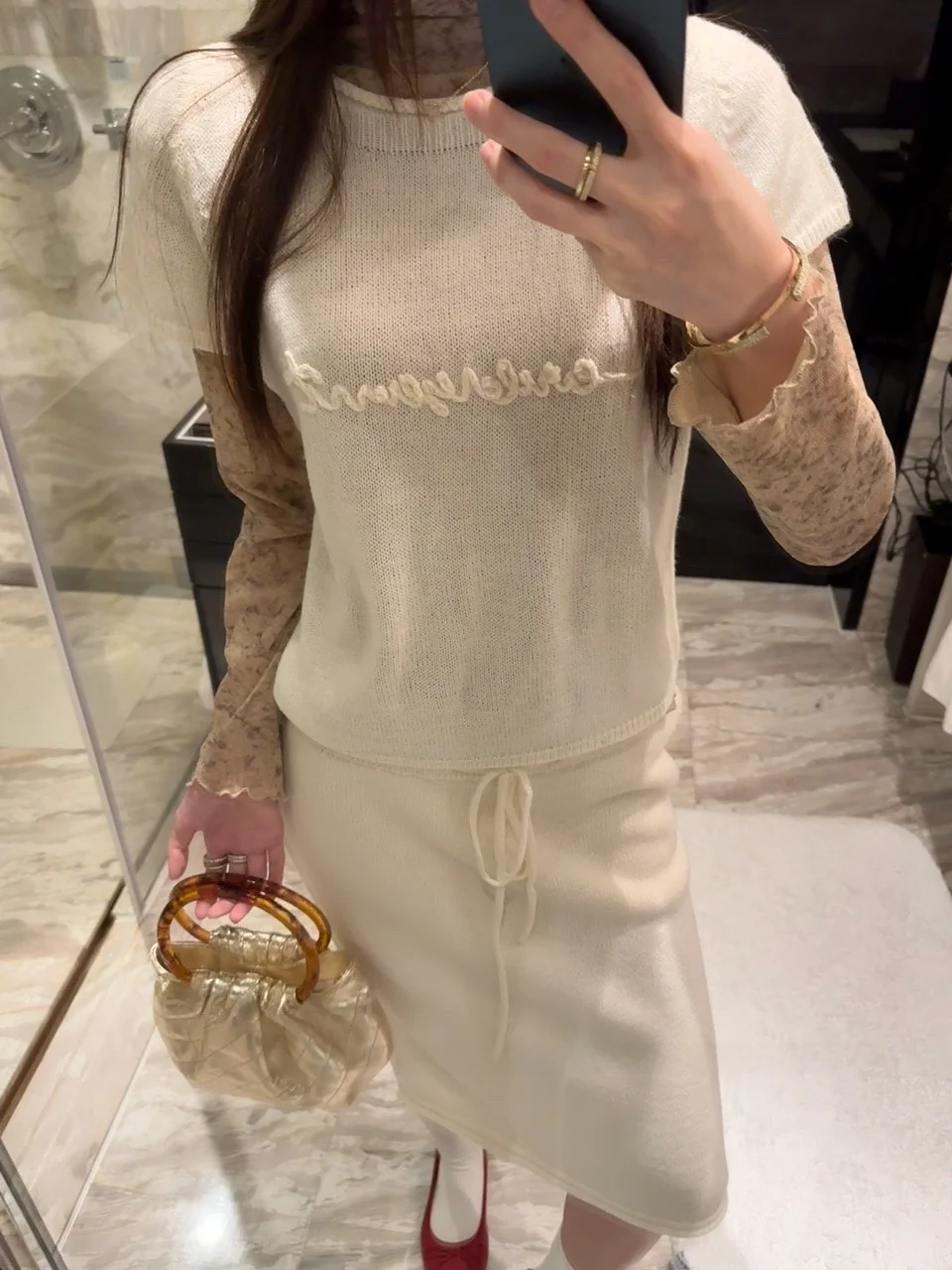 

UKILAU Fashion Knitted Two-Piece Set Short Skirt Women Early Spring Elegant Slim round Neck Top Casual Enough