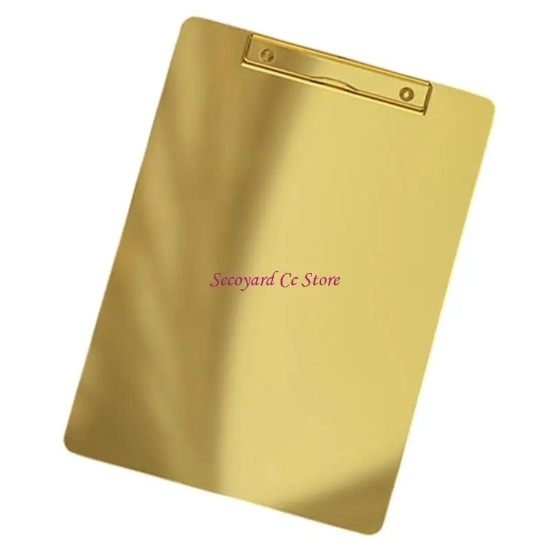 N3UC Professional Gold Metal Document Storage Clipboard Scratch Resistant Stainless Steel Clipboard For Restaurants Offices
