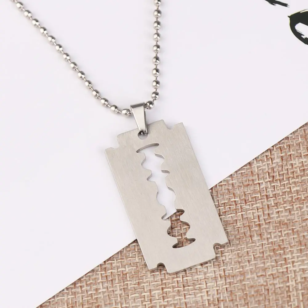 Punk Street Unisex Pendant Stainless Steel Razor Blade Shaped Dogtag