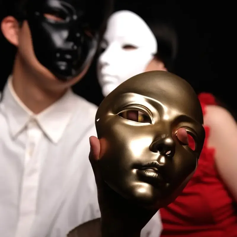 여성용 풀페이스 섹시 성인 공연용 황금색 흰색 댄스 중국 스타일 할로윈 마스크 남녀 공용 코스프레용