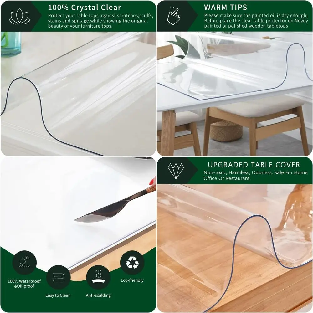 

Clear Protective Table Cover for Dining, Banquet, Coffee Tables - Waterproof PVC Vinyl, 42x96 Inches