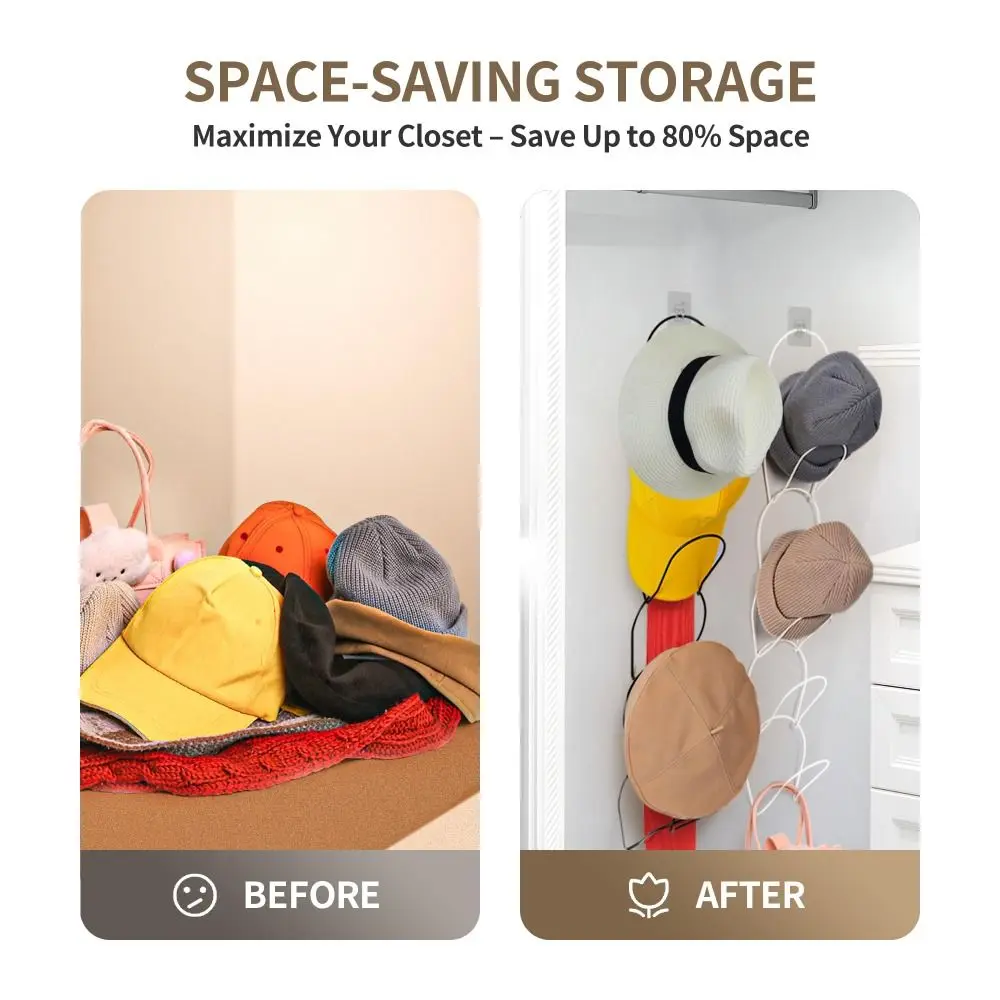 5pcs Stable Baseball Cap Door Hanging Rack Sturdy Rust-resistant Hat Display Holder Space Saving Stackable Hat Storage Rack