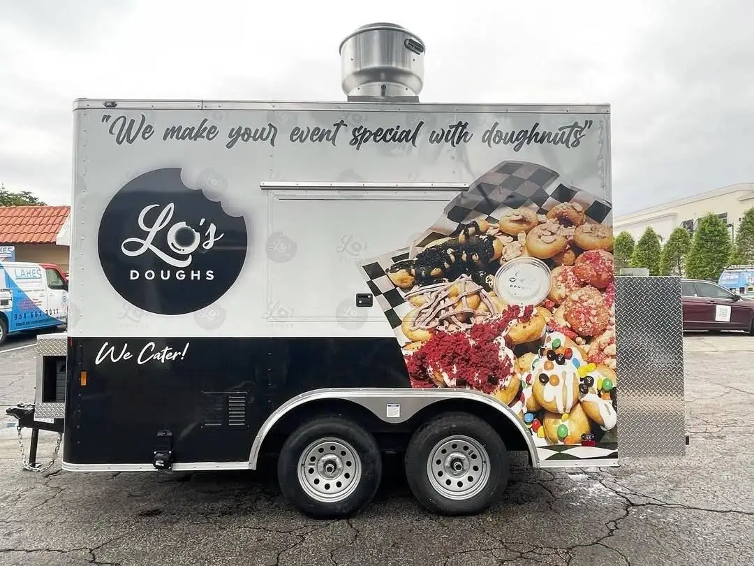 FOODLINE Scenic Spot Mobile Food Concession Cart Anti Sun Panel Multi Storage Cabinet Outdoor Tourist Snack Vehicle