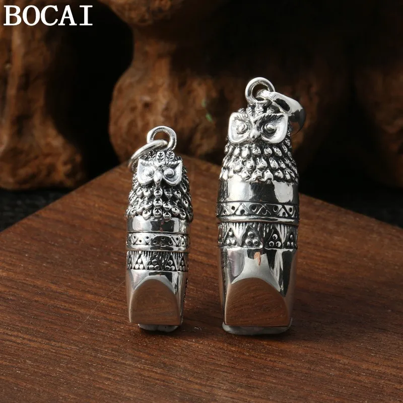 BOCAI New S925 Sterling Silver Jewelry Vintage Fashion Eagle Head Eagle Whistle Pendant Selected Gifts