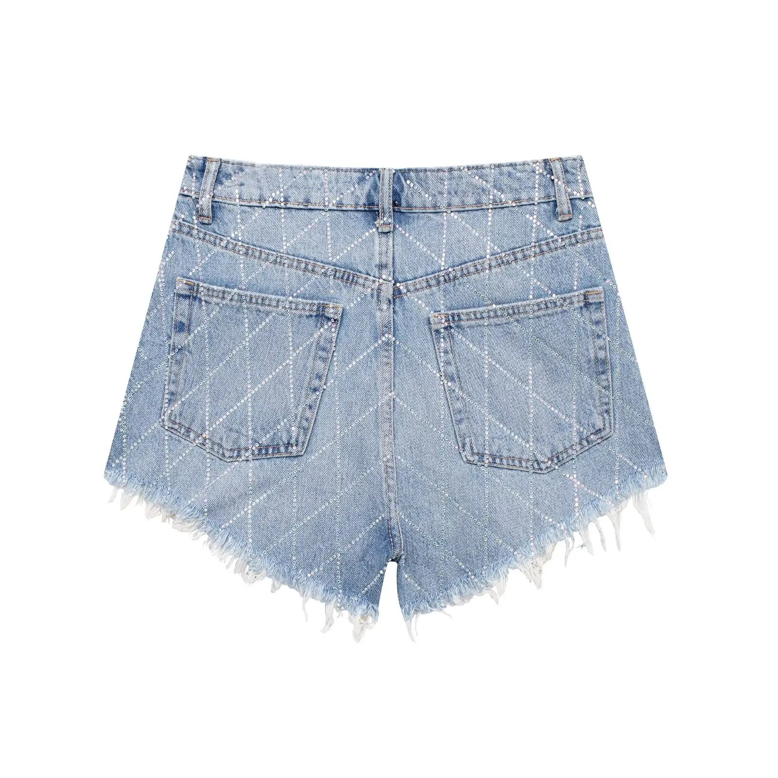 2024 Nieuwe Chique Fashion Casual Lichte Decoratieve Rauwe Denim Shorts Retro Hoge Taille Rits Dames Shorts Mujer