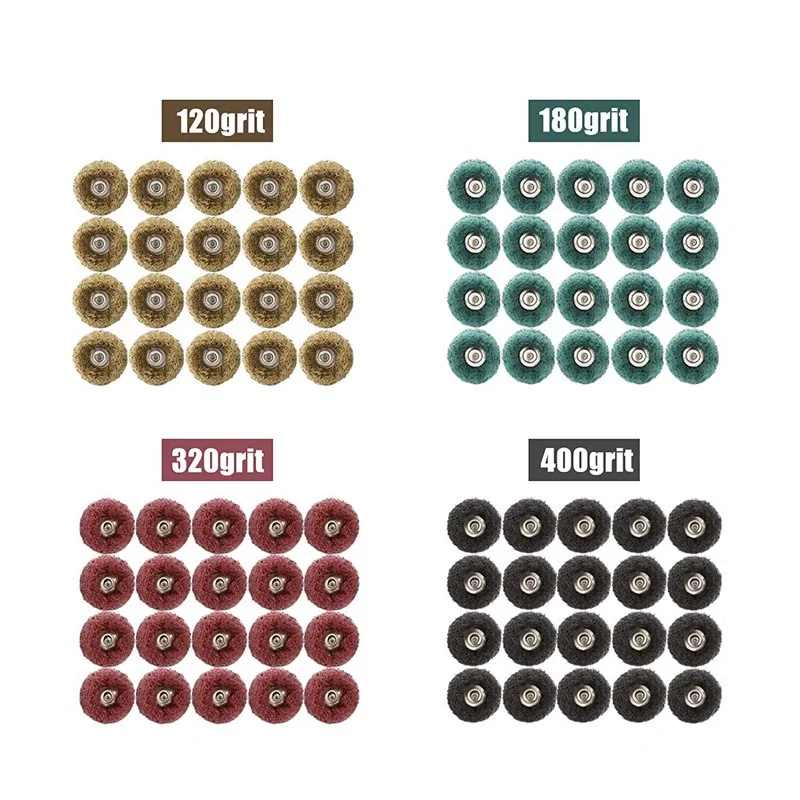 Mini 2.35mm Shank 25mm Drill Abrasive Brush Nylon Buffing Polishing Wheel Set Rust Remover for Dremel Rotary Hand Tool
