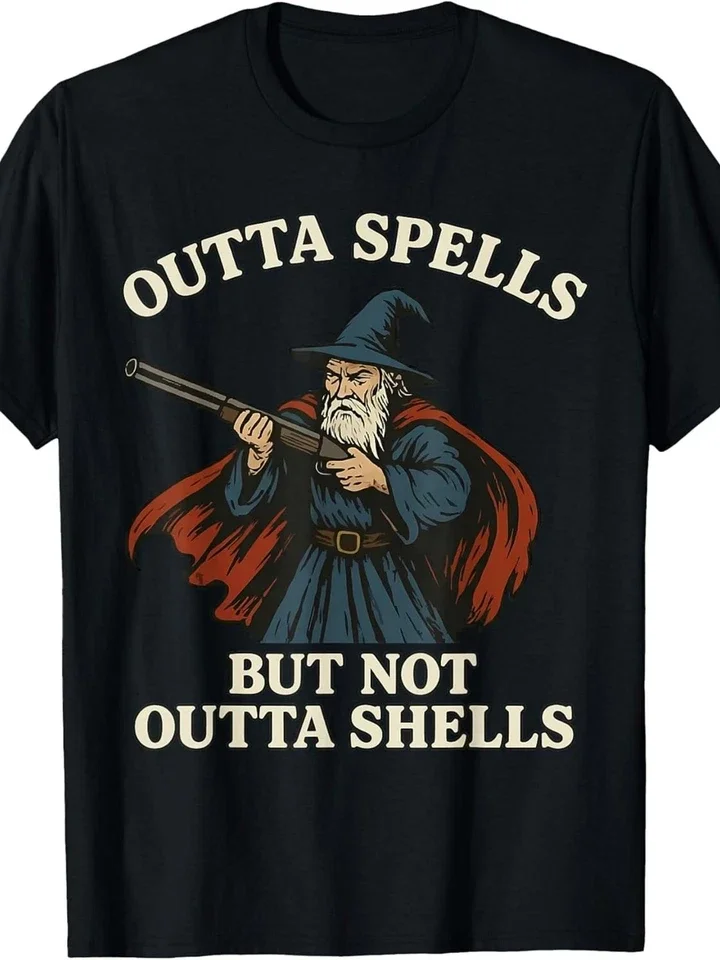 Men'S Outta Spells But Not Outta Shells T Shirt Tee Funny Cotton Women Oversized Casual Summer Loose Top Streetwear Comfortable
