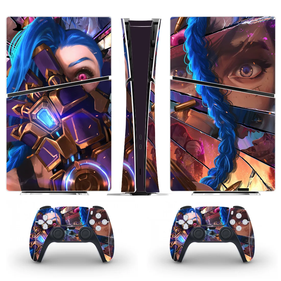 Anime Arcane Jinx PS5 Slim Digital Skin Sticker for Console & 2 Controllers Decal Vinyl PS5 Slim Digital Skins