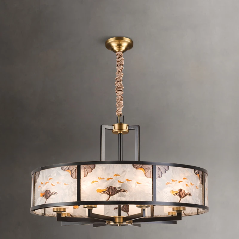 Chandelier All Copper Enamel Colored Restaurant Lamp Zen Chinese Style Designer Bedroom Lamp