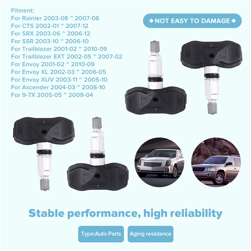 Untuk Buick Rainier Cadillac CTS SRX GMC Envoy Isuzu Ascender Saab 9-7X 2001-2010 Kit Sensor Tekanan Ban Mobil 4 Buah 25774006