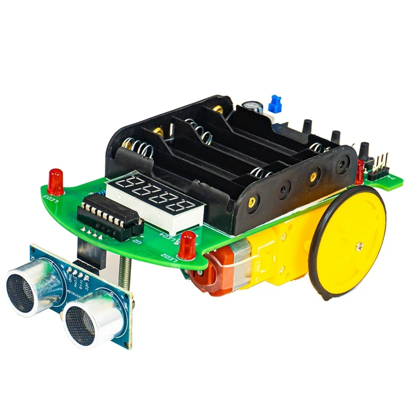 DIY Ultrasonic Ranging And Obstacle Avoidance Car Welding Kit Microcontroller Smart Car Programming Practice Durable Easy To Use