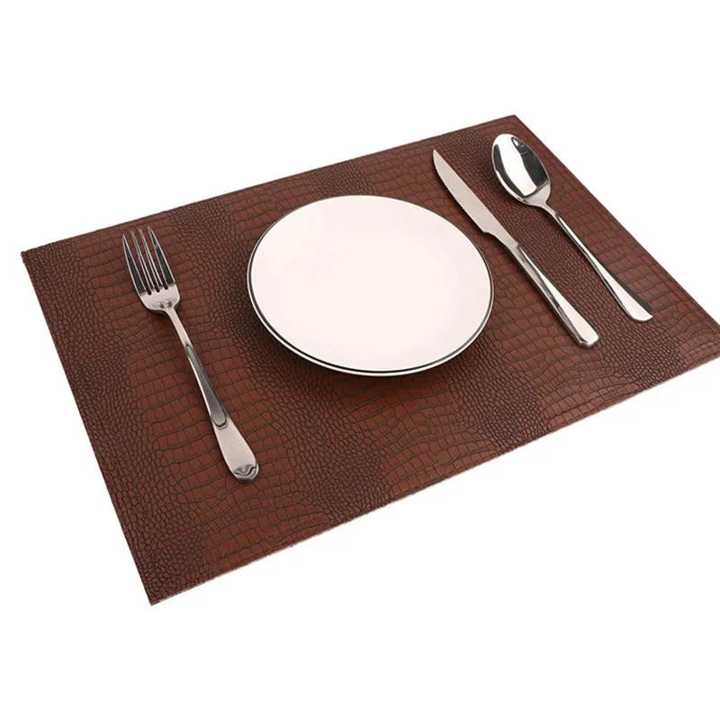 หนัง Hardboard Placemats จระเข้ PU รูปแบบตาราง Mats ความร้อนคราบทน Pad สำหรับ Office ตาราง Dining Decor