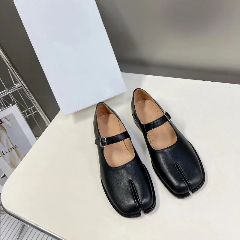 New Split Toe Women Mary Jane Shoes Casual Flat Genuine Leather Fashion Fashioner Shoes Loafers Flats