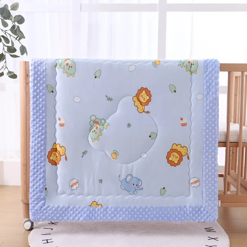 95X95cm Winter Thick Muslin Quilt for Newborns with Padded Crib Blankets Baby Bear Blanket