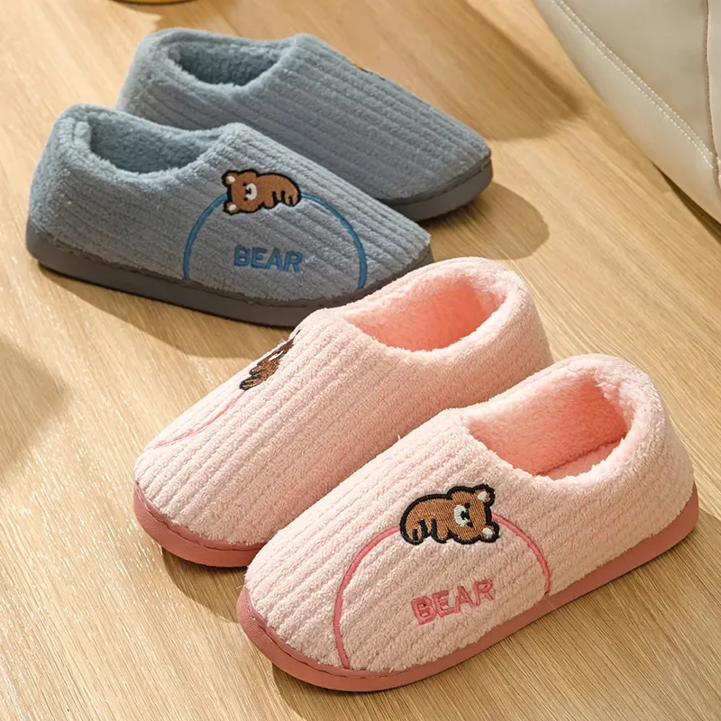 Winter Cotton Slippers for WOMEN\'S Home Wear, Extra Thick and Warm, Simple and Cute Couple Winter Cotton Shoes A283